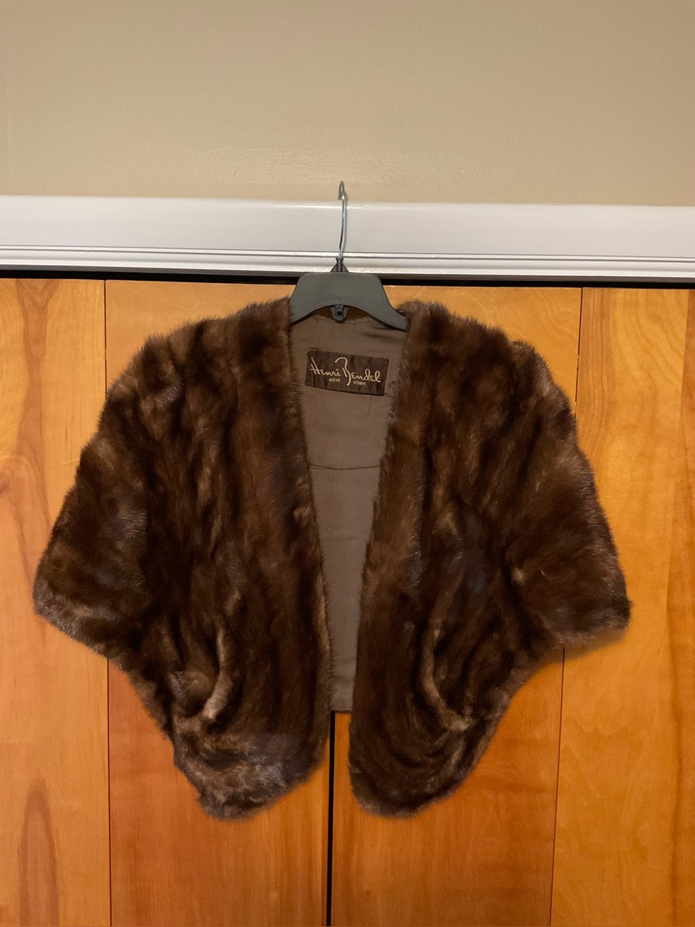 Vintage Custom Henri Bendel Mink Capelet/Stole w Pockets - Dark Brown/Mahogany